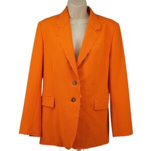 FRAME Orange Raw Edge Blazer Womens S Oversized Statement Jacket Distressed